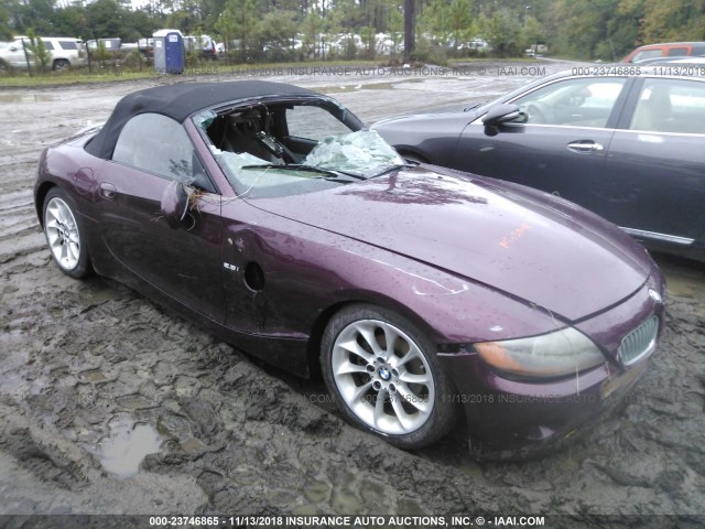 4USBT33443LS44215 - 2003 BMW Z4 2.5 PURPLE photo 1