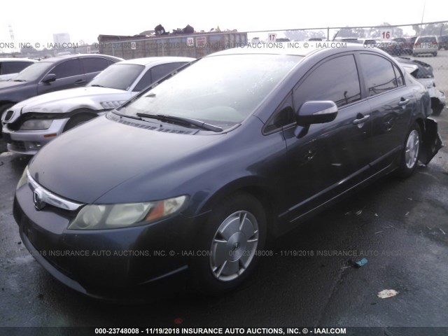 JHMFA36297S019368 - 2007 HONDA CIVIC HYBRID BLUE photo 2