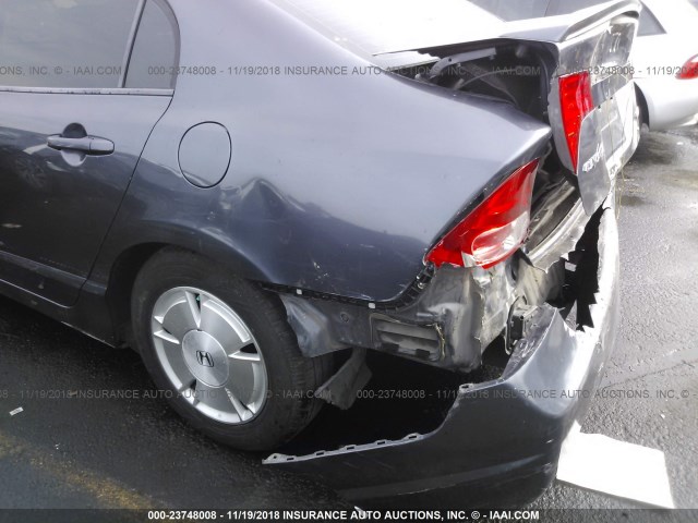 JHMFA36297S019368 - 2007 HONDA CIVIC HYBRID BLUE photo 6
