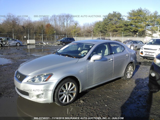 JTHCF5C22A5036944 - 2010 LEXUS IS 250 SILVER photo 2