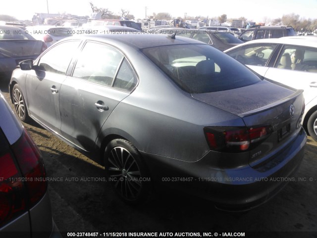 3VWD17AJ8GM396634 - 2016 VOLKSWAGEN JETTA SPORT GRAY photo 3