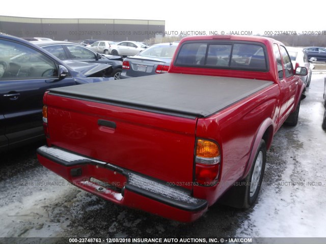 5TEVN52NX1Z801940 - 2001 TOYOTA TACOMA XTRACAB S-RUNNER RED photo 4