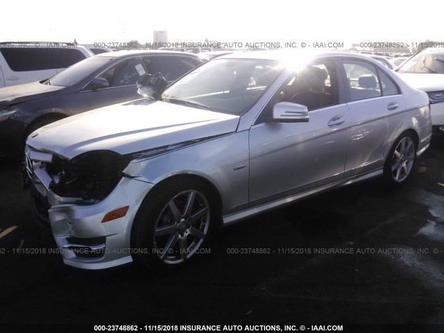 WDDGF4HB2CA659230 - 2012 MERCEDES-BENZ C 250 SILVER photo 2