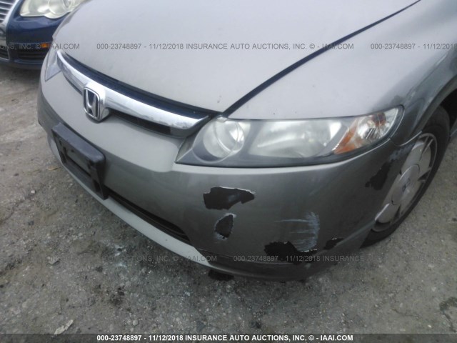 JHMFA36216S003910 - 2006 HONDA CIVIC HYBRID GRAY photo 6