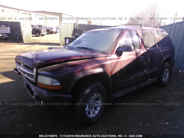 1B4HS48NX2F117117 - 2002 DODGE DURANGO SLT MAROON photo 2