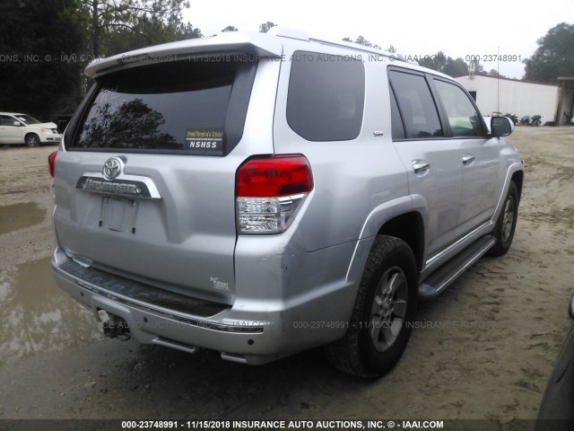 JTEZU5JR6A5013583 - 2010 TOYOTA 4RUNNER SR5/SPORT SILVER photo 4