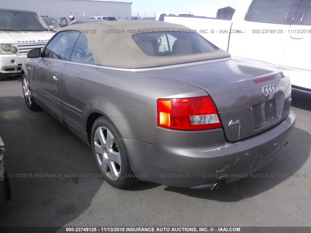 WAUAT48H44K011118 - 2004 AUDI A4 3.0 CABRIOLET GRAY photo 3