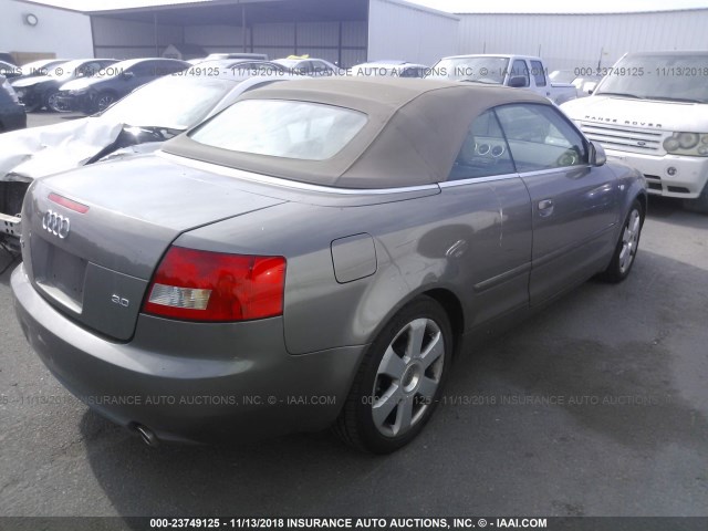 WAUAT48H44K011118 - 2004 AUDI A4 3.0 CABRIOLET GRAY photo 4