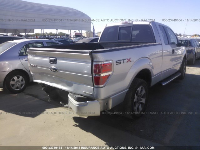 1FTEX1CM5BKD19374 - 2011 FORD F150 SUPER CAB SILVER photo 4