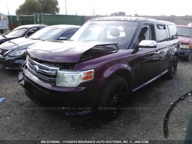 2FMHK6DC5BBD19184 - 2011 FORD FLEX LIMITED MAROON photo 2