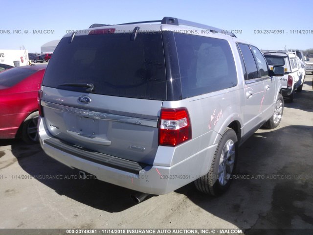 1FMJK1KT7FEF16746 - 2015 FORD EXPEDITION EL LIMITED SILVER photo 4