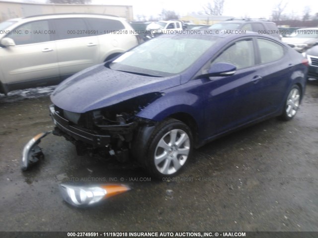 5NPDH4AE0CH109951 - 2012 HYUNDAI ELANTRA GLS/LIMITED BLUE photo 2