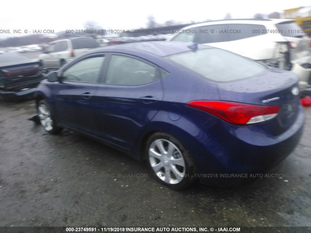 5NPDH4AE0CH109951 - 2012 HYUNDAI ELANTRA GLS/LIMITED BLUE photo 3