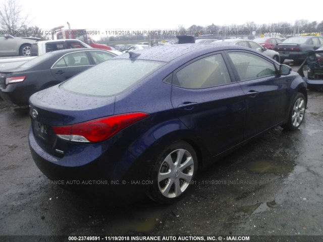 5NPDH4AE0CH109951 - 2012 HYUNDAI ELANTRA GLS/LIMITED BLUE photo 4