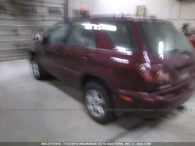 JT6HF10U2X0024702 - 1999 LEXUS RX 300 MAROON photo 3