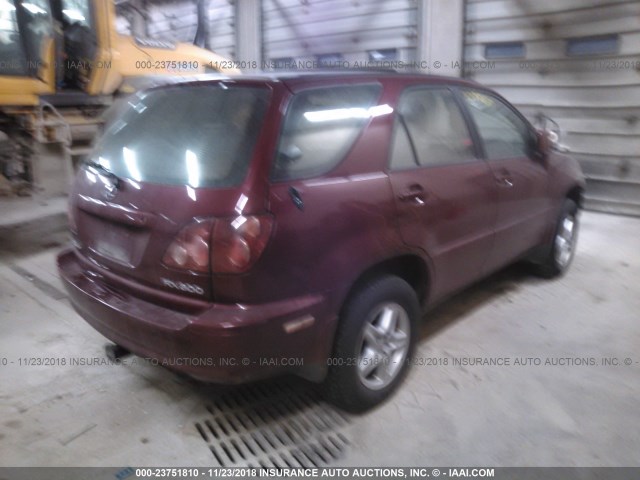 JT6HF10U2X0024702 - 1999 LEXUS RX 300 MAROON photo 4