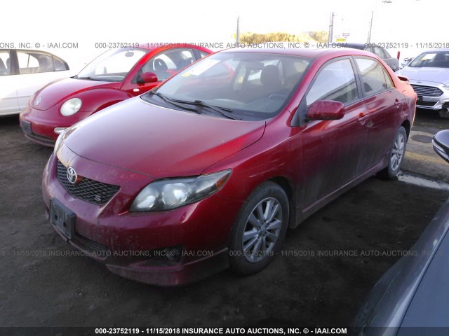2T1BU4EE5AC445494 - 2010 TOYOTA COROLLA S/LE/XLE RED photo 2