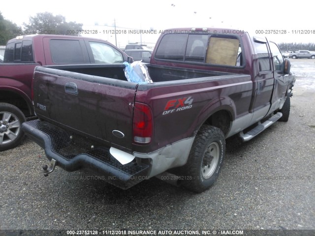 1FTNW21P54EB77955 - 2004 FORD F250 SUPER DUTY MAROON photo 4