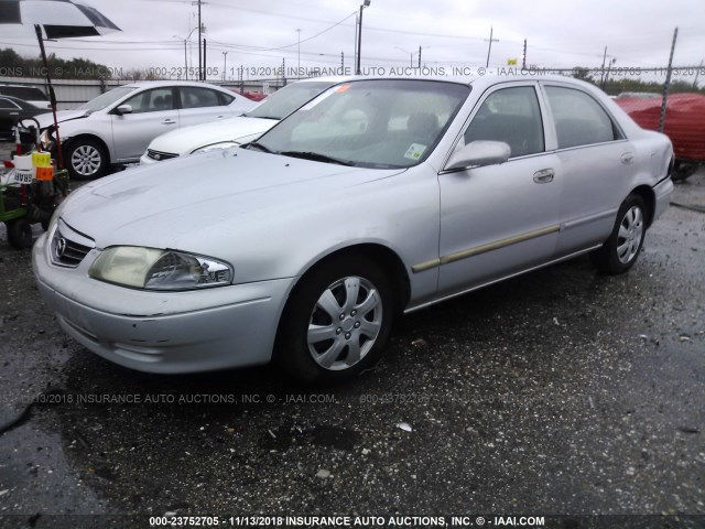 1YVGF22C225265437 - 2002 MAZDA 626 LX SILVER photo 2