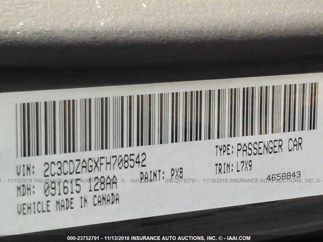 2C3CDZAGXFH708542 - 2015 DODGE CHALLENGER SXT BLACK photo 9