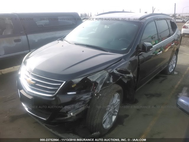 1GNKRGKD1DJ153968 - 2013 CHEVROLET TRAVERSE LT BLACK photo 2