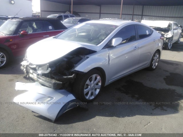 KMHDH4AE1DU992557 - 2013 HYUNDAI ELANTRA GLS/LIMITED SILVER photo 2