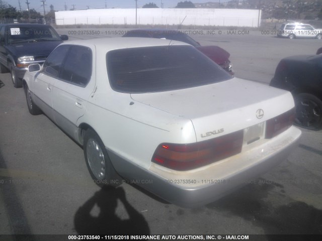 JT8UF11E6M0061986 - 1991 LEXUS LS 400 WHITE photo 3