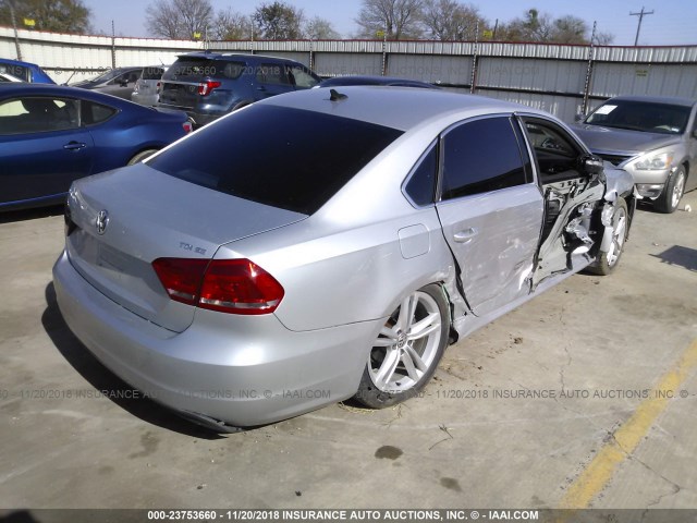 1VWBN7A37EC023581 - 2014 VOLKSWAGEN PASSAT SE SILVER photo 4