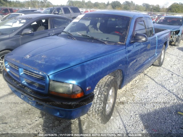 1B7GL22X7YS742603 - 2000 DODGE DAKOTA BLUE photo 2