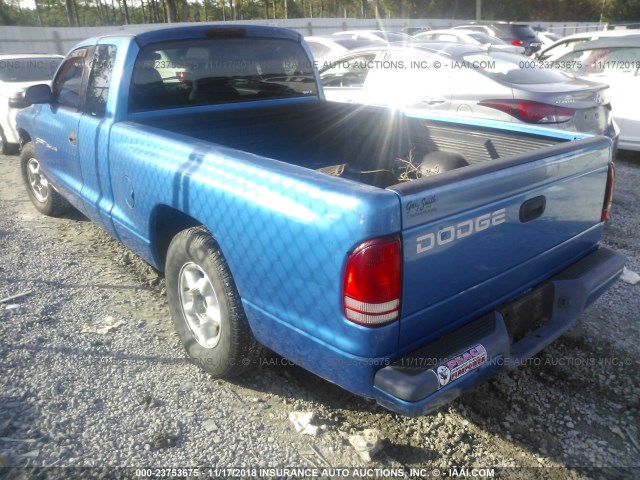 1B7GL22X7YS742603 - 2000 DODGE DAKOTA BLUE photo 3