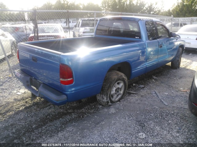 1B7GL22X7YS742603 - 2000 DODGE DAKOTA BLUE photo 4