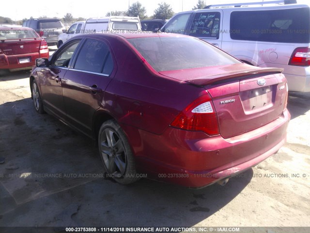 3FAHP0KC0BR143951 - 2011 FORD FUSION SPORT RED photo 3