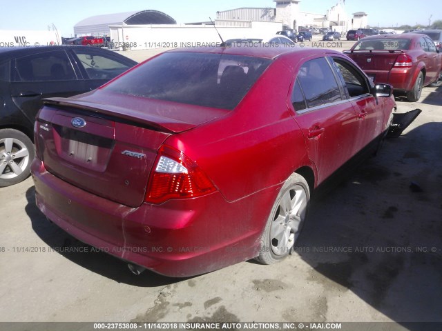 3FAHP0KC0BR143951 - 2011 FORD FUSION SPORT RED photo 4