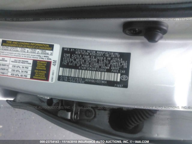 4T4BF3EK0BR133650 - 2011 TOYOTA CAMRY SE/LE/XLE 银色 照片 9