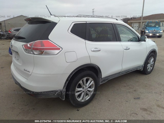 KNMAT2MVXGP667639 - 2016 NISSAN ROGUE S/SL/SV WHITE photo 4