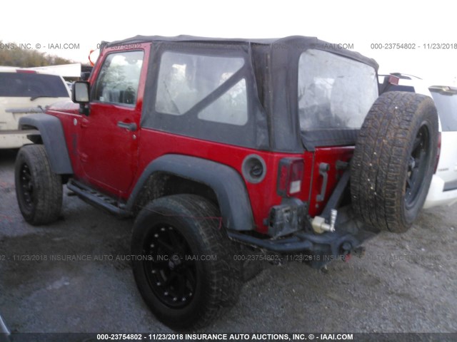 1C4AJWAG5CL223704 - 2012 JEEP WRANGLER SPORT RED photo 3