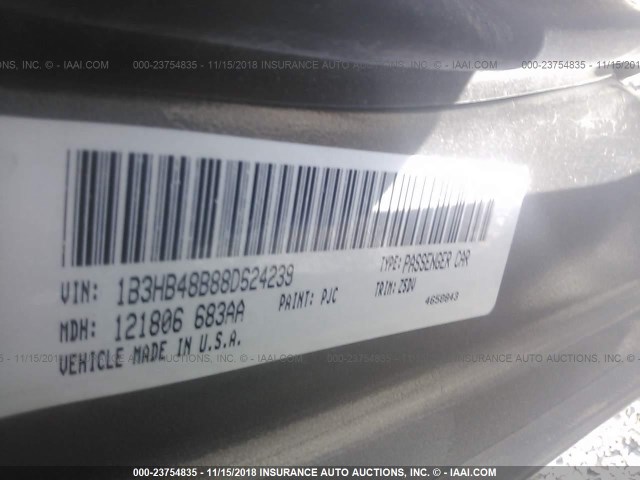 1B3HB48B88D624239 - 2008 DODGE CALIBER SXT SILVER photo 9