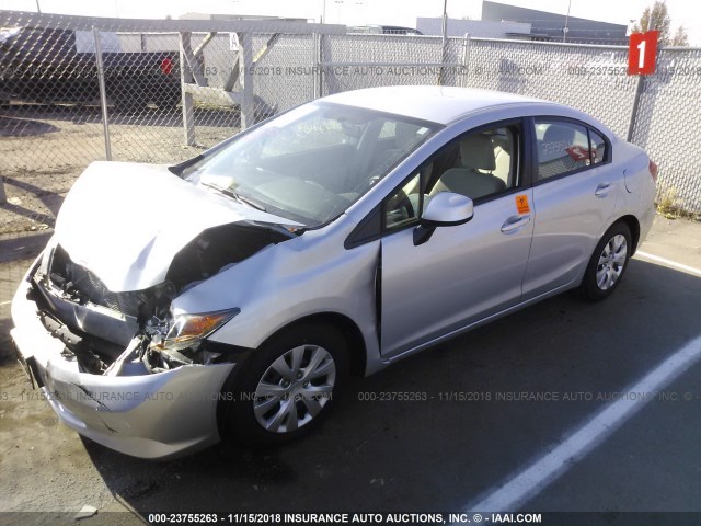 2HGFB2F53CH570725 - 2012 HONDA CIVIC SILVER photo 2