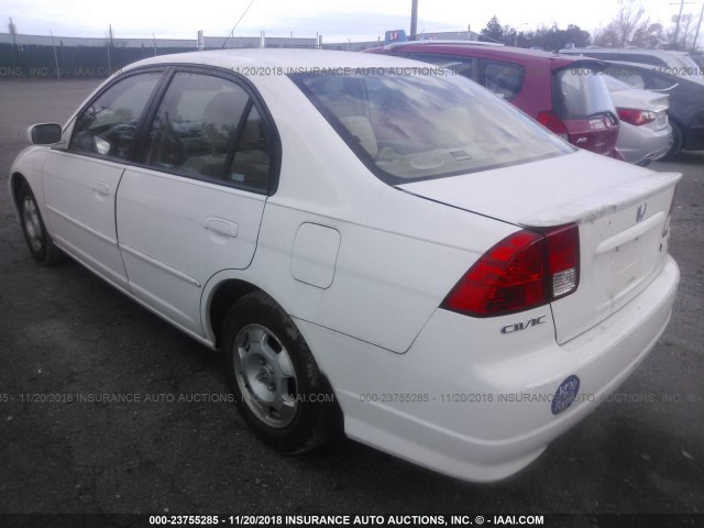 JHMES966X5S023103 - 2005 HONDA CIVIC HYBRID WHITE photo 3