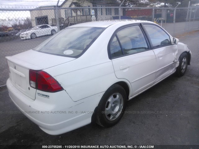 JHMES966X5S023103 - 2005 HONDA CIVIC HYBRID WHITE photo 4