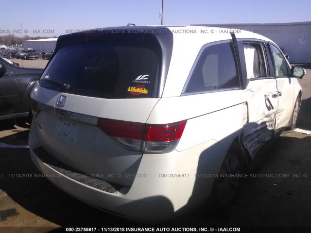 5FNRL5H68FB001282 - 2015 HONDA ODYSSEY EXL WHITE photo 4