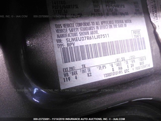 5LMEU27R61LJ07511 - 2001 LINCOLN NAVIGATOR ოქროსფერი ფოტო 9