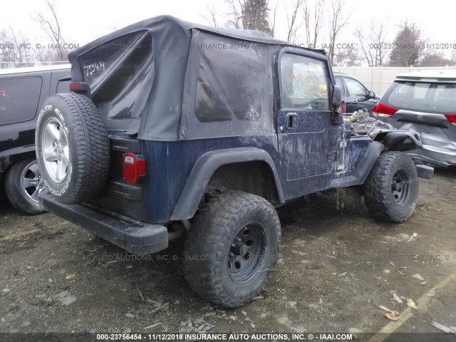 1J4FA39S94P752414 - 2004 JEEP WRANGLER X BLUE photo 4