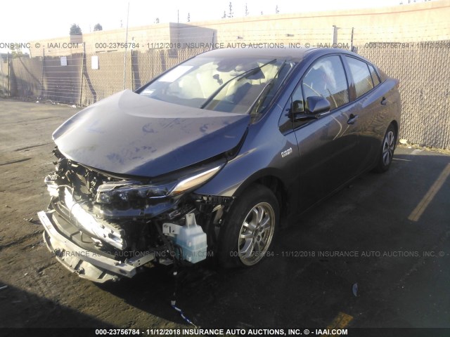 JTDKARFP0H3013162 - 2017 TOYOTA PRIUS PRIME  ნაცრისფერი ფოტო 2