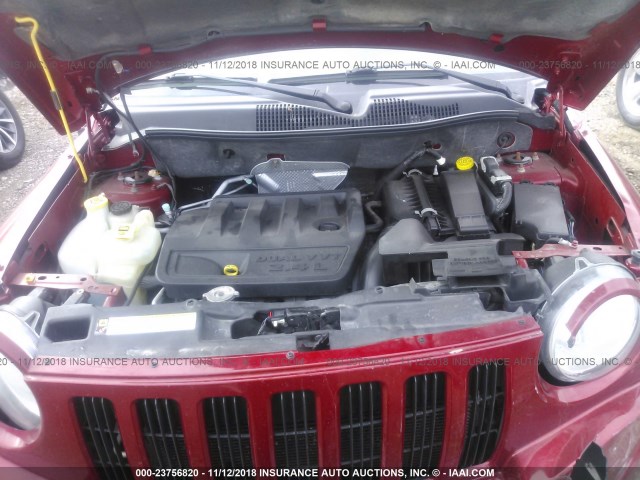 1J4NT1FB0AD629533 - 2010 JEEP COMPASS SPORT RED photo 10