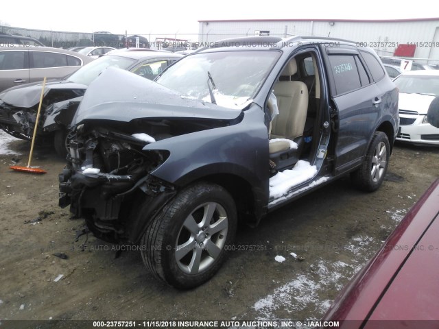 5NMSH73E89H265411 - 2009 HYUNDAI SANTA FE SE/LIMITED BLUE photo 2