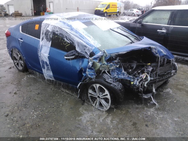 KNAFZ4A87E5088371 - 2014 KIA FORTE EX BLUE photo 1