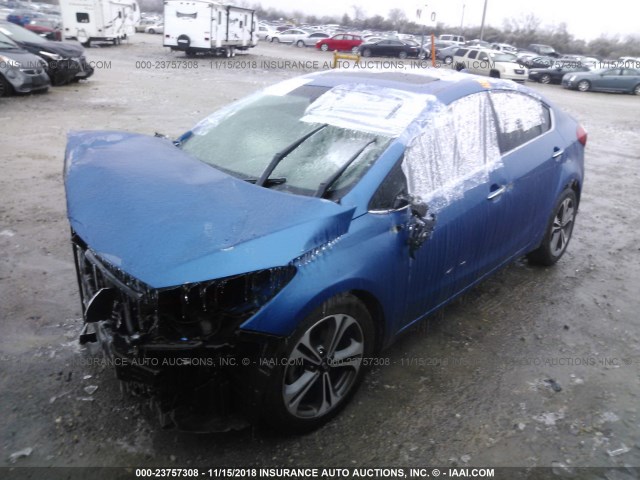 KNAFZ4A87E5088371 - 2014 KIA FORTE EX BLUE photo 2