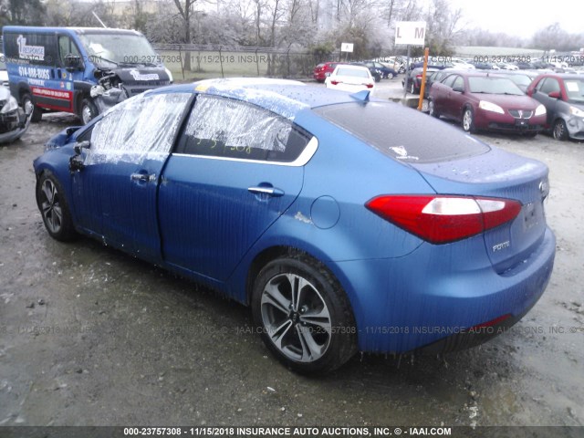 KNAFZ4A87E5088371 - 2014 KIA FORTE EX BLUE photo 3