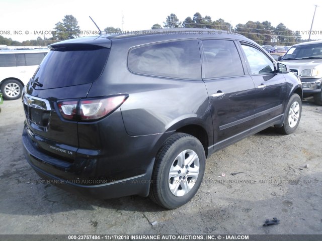 1GNKRFEDXEJ365064 - 2014 CHEVROLET TRAVERSE LS GRAY photo 4